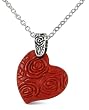 Sterling Silver Carved Red Jasper Heart Pendant