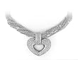 Large White Gold Pave Heart on Multi-chain Necklace