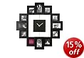 Present Time Photoframe clock Family Time black