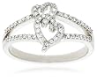 10k White Gold Diamond Double Heart Ring