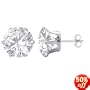 4 MM Round Clear Cubic Zirconia .925 Sterling Silver Post Friction Back Stud Earrings
