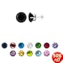 6 MM Round Black Cubic Zirconia .925 Sterling Silver Post Friction Back Stud Earrings