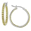10k White Gold Yellow Sapphire Hoop Earrings
