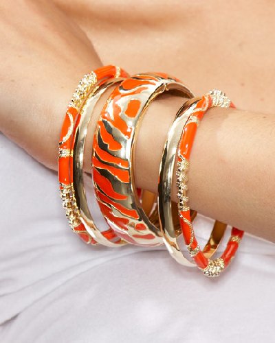 "Zebra Enamel Bracelet - Orange Sunset (1SZ)"