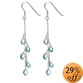 Sterling Silver Linear Glass Drop Earrings