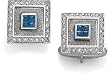 14K White Gold, Sapphire and Diamond Cuff Links