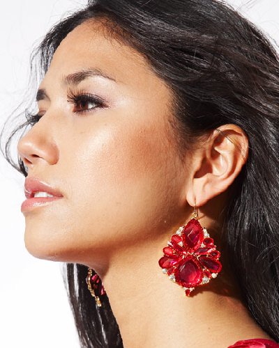 "Teardrop Crystal Earring - Raspberry (1SZ)"