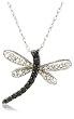 10k White Gold Black and White Diamond Dragonfly Pendant