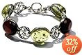 Sterling Silver Cherry-Caribbean Amber Vintage-Style Bracelet