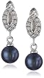 Black Pearl and White Topaz Earrings
