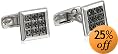 Sterling Silver Black Diamond Cuff Links