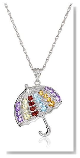 Sterling Silver Multi-Gemstone Umbrella Pendant