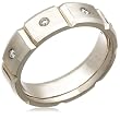 14k White Gold Matte Finish Diamond Men's Band
