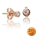 14k Rose Gold Pink Diamond Bezel Set Stud Earrings (1/6 cttw)