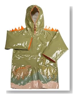 Kidorable Toddler/Little Kid Dinosaur Rain Coat,Green, Little Kid