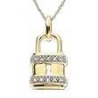 14k Yellow Gold Diamond Padlock Pendant