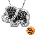 Black and White Diamond Elephant Pendant