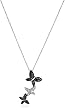 14k White Gold Black and White Diamond Triple Butterfly Pendant