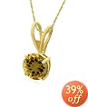 Gold Overlay Sterling Silver 8mm Round Citrine Pendant w/ Light Rope Chain