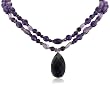 Heart Shaped Amethyst Pendant with Diamond Accent
