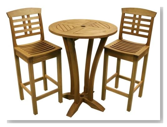 Outdoor Interiors Eucalyptus 3 Piece Large Bar Outdoor Furniture Set