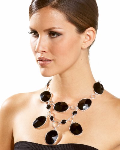 "Faceted Opaque Necklace - Black/Silver (1SZ)"