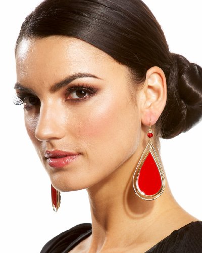 "Teardrop Enamel Earrings - Gold/Red (1SZ)"