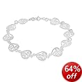 Silver Filigree Heart Link Bracelet