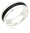 Men's Black Titanium and Sterling Silver Ring