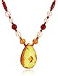 Multicolor Amber Faceted Bead Necklace w/ Honey Amber Pendant