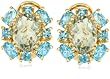 Yellow Gold Overlay Sterling Silver Green Amethyst with Blue Topaz Accent Oval Earrings