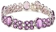 Sterling Silver Amethyst Oval and Round-Cut Bracelet