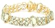 Yellow Gold Overlay Sterling Silver Green Amethyst Oval and Round-Cut Bracelet