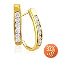 10k Yellow Gold Diamond Channel-Set J-Hoop Earrings (1/2 cttw)