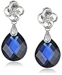 10k White Gold Lab-Created Sapphire and Diamond Earrings