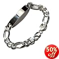 Sterling Silver 10mm Figaro Chain ID Bracelet