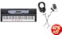 Yamaha EZ-200 61 Full-Sized Touch Sensitive Lighted Keyboard Bundle: Includes Professional Headphones, Keyboard Stand, and Power Supply