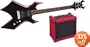B.C. Rich Red Bevel Warlock Guitar Pack, Black with Red Bevels