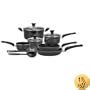 T-Fal Premier Collection Hard Enamel 11 Piece Cookware Set, Black