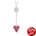 9ct Rose and White Gold Diamond Pink Sapphire Heart Arrowhead Pendant and Chain