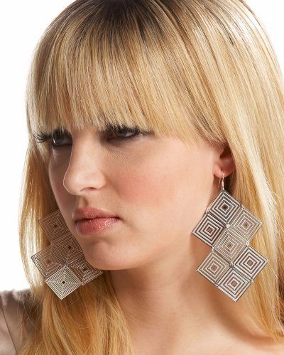 "Stacked Diamond Dangle Earrings - Silver (1SZ)"
