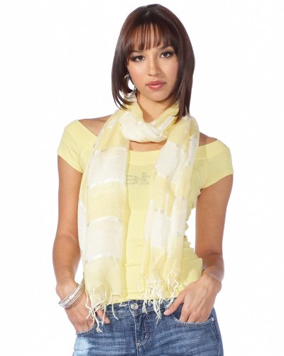 "Metallic Striped Gradient Scarf - Yellow (1SZ)"