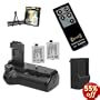 Opteka Battery Pack Grip / Vertical Shutter Release with Charger, 2 LP-E5 Batteries (3600 mAh Total), Wireless Remote, Cleaning Kit, & Mini Tripod for Canon EOS Digital Rebel T1i & XSi