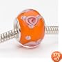 Murano Style Glass Lampwork Bead Fits Pandora Orange With Rose 14mm (1)