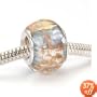 Murano Style Glass Silver & Gold Foil Lampwork Bead Fits Pandora Light Blue 13mm (1)