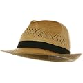 New Summer Vented Band Crushable Fedora Trilby Hat Brown