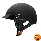 VCAN Solid Flat Black Xtra Small Cruiser Half Helmet