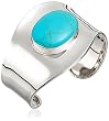 Sterling Silver Oval Turquoise Inlay Wave Cuff Bracelet
