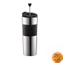 Bodum Stainless Steel 16-Ounce Vacuum Travel Press Coffee Maker with Black Silicone Grip