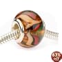 Murano Style Glass Lampwork Bead Fits Pandora Amber W/Red Green Chevron 14mm (1)